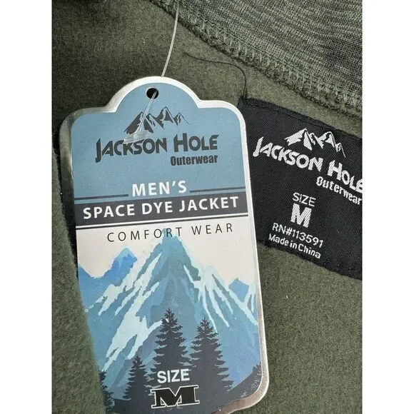 NWT Jackson Hole 1/4 Zip Space Dyed Zipper Sleeve Pocket Heather Green Mens‎ M - Picture 3 of 11